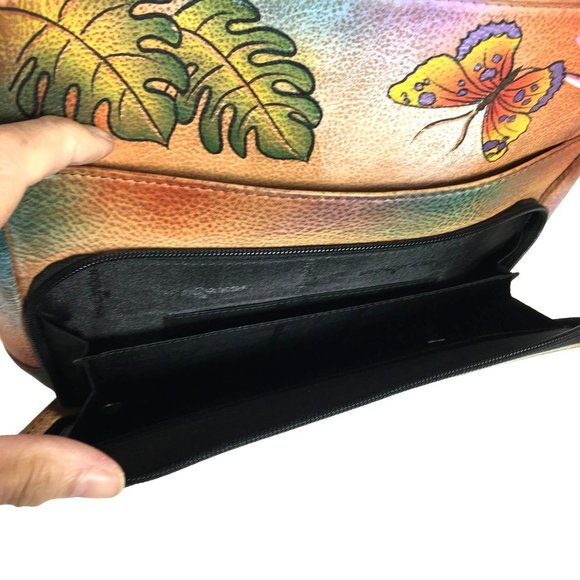 Anuschka NEVER USED Handpainted Leather Slim Travel Organizer Leopard - Picture 11 of 14